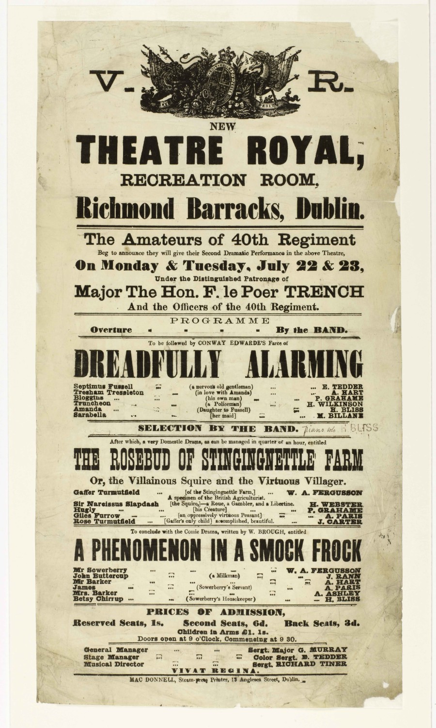 Theatre poster for Richmond Barracks. Credit: National Museum of Ireland NMIHA-1941-4.