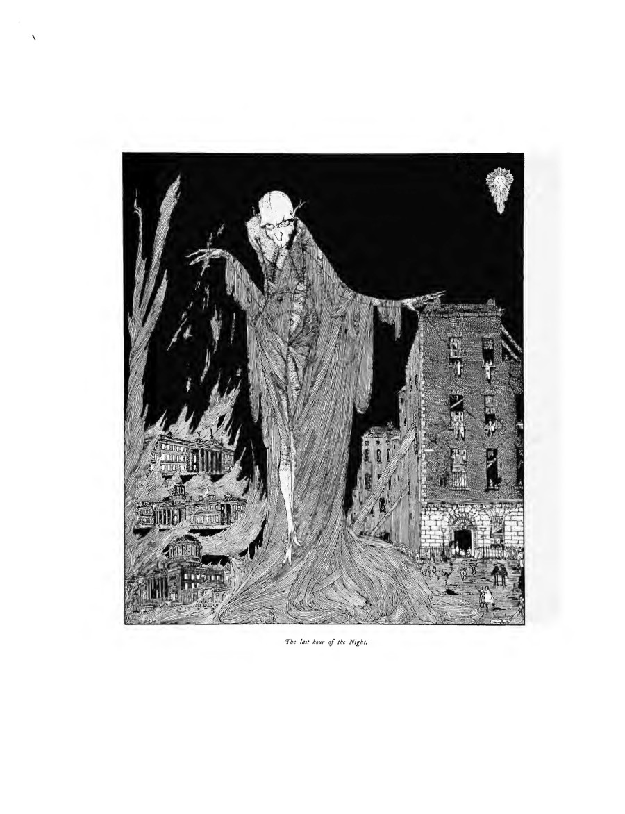 Harry Clarke's 1922 illustration 'The Last Hour of the Night' reflects a tough period in Dublin's history, marked by poverty and the violence of the War of Independence and the Civil War. It shows the city's struggle and endurance during hard times.