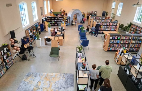 An aerial view of a library