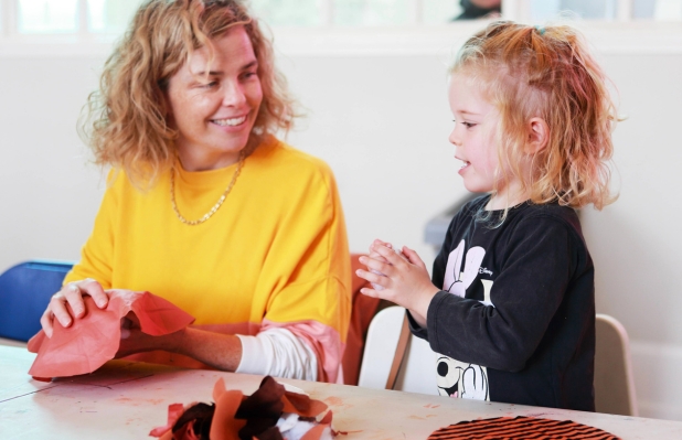 Adult and child crafting