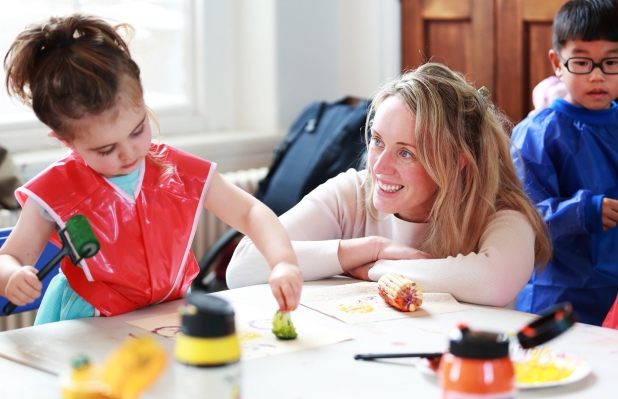 Children painting in Richmond Barracks