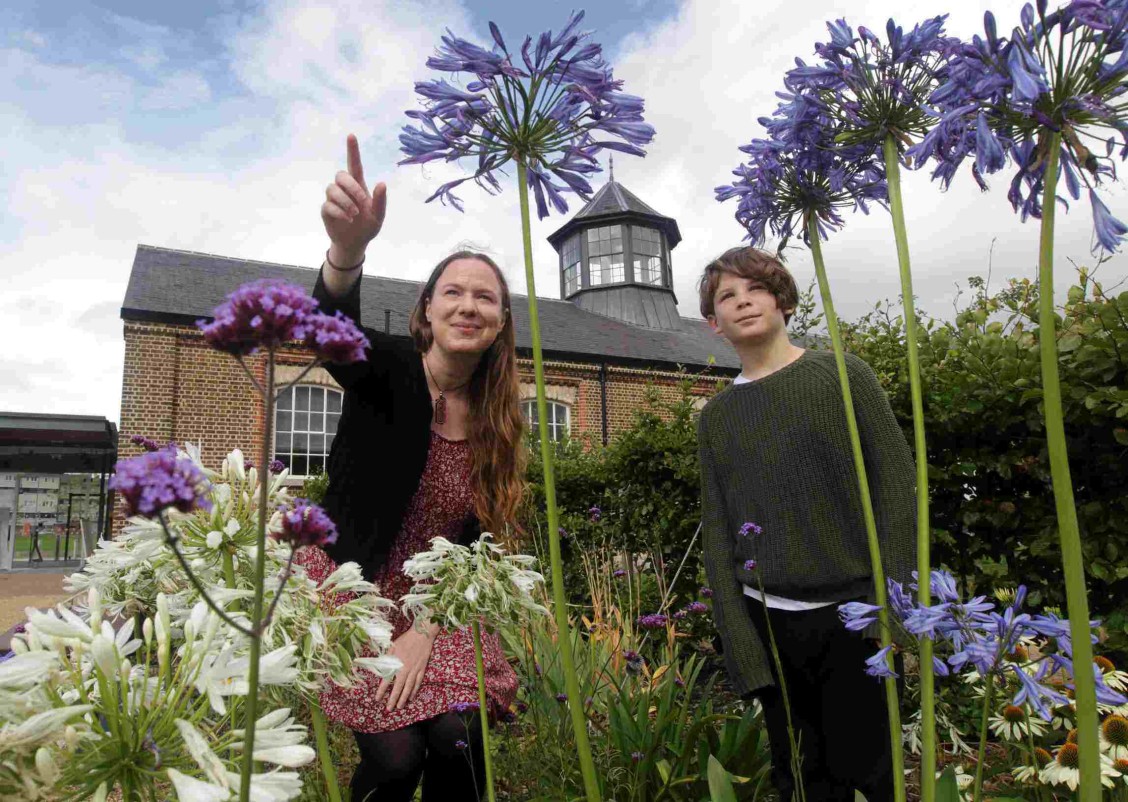 Historian-in-Residence for Children, Dervilia Roche with Tara Byrne (10) at the launch in Richmond Barracks. Photo: Mark Stedman