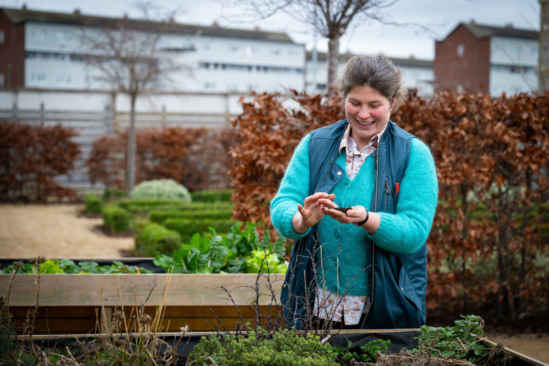 Eco Gardener Polly working on the garden