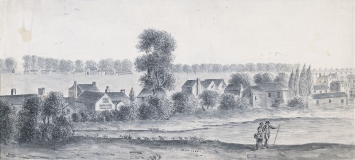 Inchicore village around 1820. Richmond Barracks can be seen in the top right corner. Credit: National Gallery of Ireland Collection