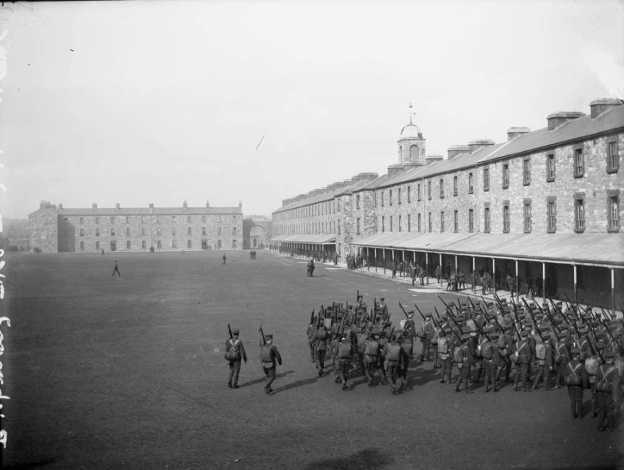 British army parade in Richmond Barracks  Late 19th/early 20th century. Credit: National Library of Ireland.