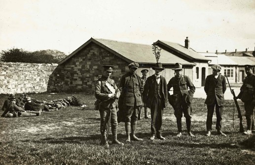 Rebel prisoners held at Richmond Barracks. 