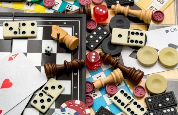 A collection of various board game pieces.